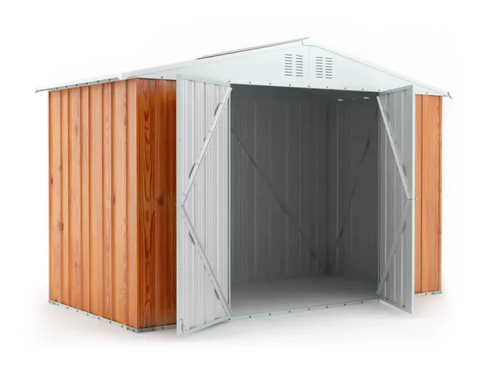 Casetta Box da Giardino in Lamiera di Acciaio Porta Utensili 327x155x217 cm Enaudi Legno - immagine 2