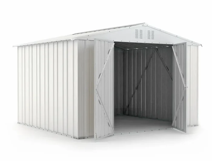 Casetta Box da Giardino in Lamiera di Acciaio Porta Utensili 327x269x217 cm Enaudi Bianco Saldi - immagine 2