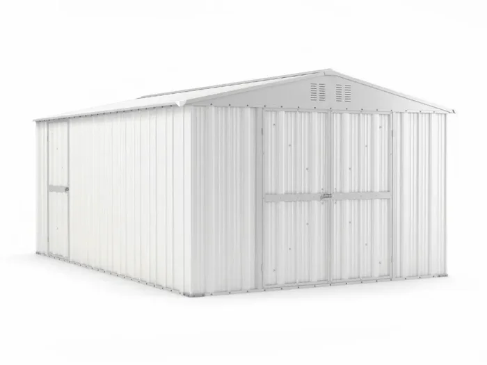 Casetta Box da Giardino in Lamiera di Acciaio Porta Utensili 327x459x217 cm Enaudi Bianco