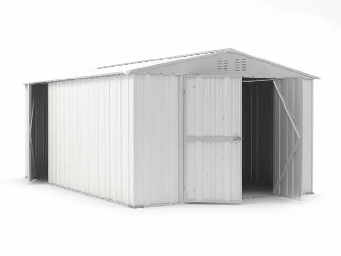 Casetta Box da Giardino in Lamiera di Acciaio Porta Utensili 327x459x217 cm Enaudi Bianco - immagine 2