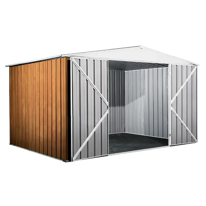 Casetta Box da Giardino in Lamiera di Acciaio Porta Utensili 360x260x212 cm Enaudi Legno - immagine 2