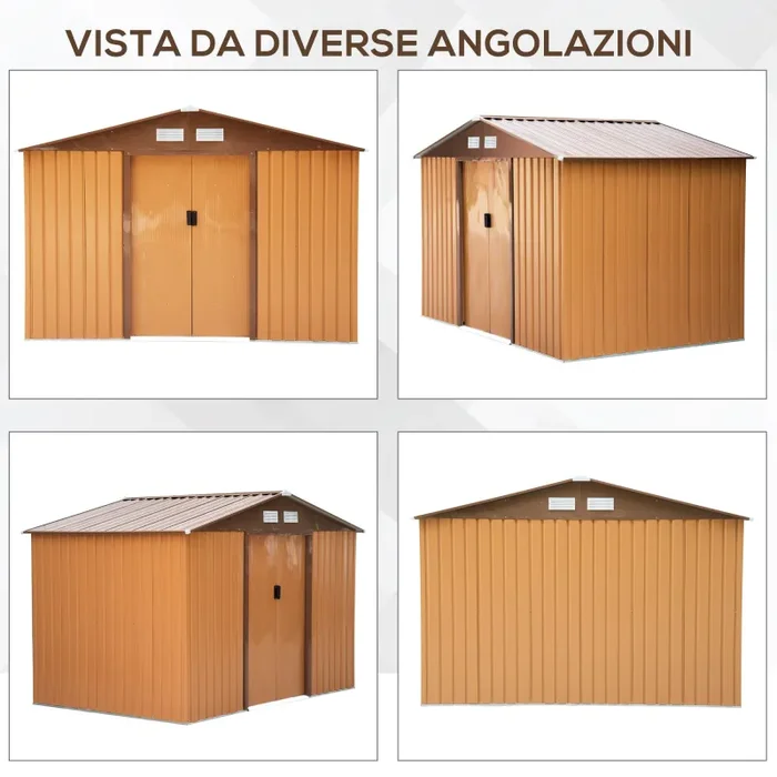 Casetta Box da Giardino in Lamiera Ocra 277x191x192 cm - immagine 3