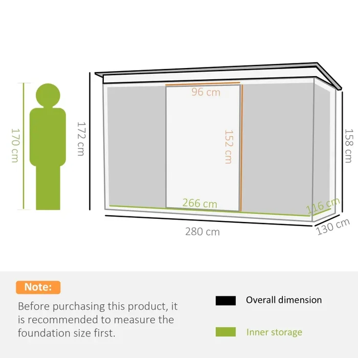 Casetta Box da Giardino in Lamiera Verde 277x130x173 cm - immagine 3