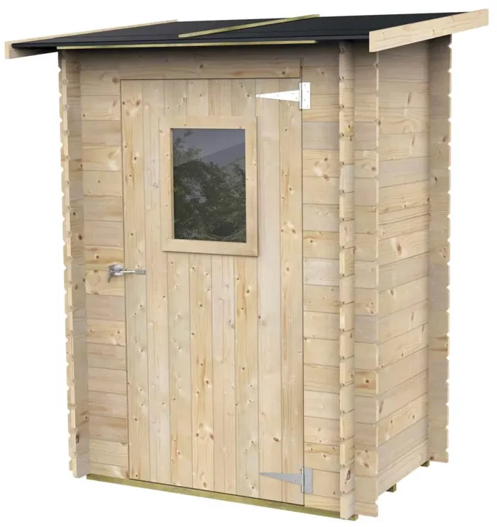 Casetta Box da Giardino per Attrezzi 146×98 cm con Porta Finestrata in Legno Naturale Vendita calda online