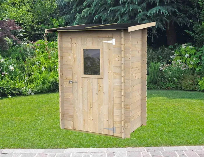 Casetta Box da Giardino per Attrezzi 146×98 cm con Porta Finestrata in Legno Naturale Vendita calda online - immagine 2