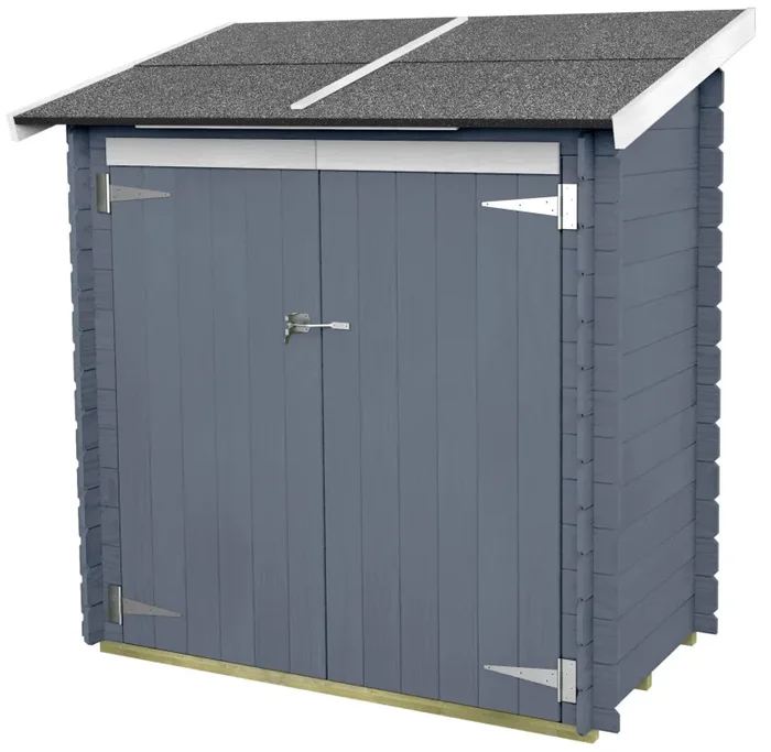 Casetta Box da Giardino per Attrezzi 155×85 cm con Porta Doppia Cieca in Legno Grigio