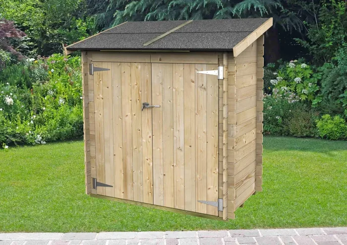 Casetta Box da Giardino per Attrezzi 155×85 cm con Porta Doppia Cieca in Legno Grigio - immagine 2
