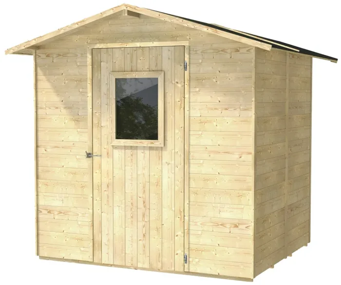 Casetta Box da Giardino per Attrezzi 200×207 cm con Porta Finestrata in Legno Naturale
