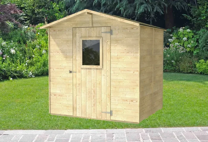 Casetta Box da Giardino per Attrezzi 200×207 cm con Porta Finestrata in Legno Naturale - immagine 2