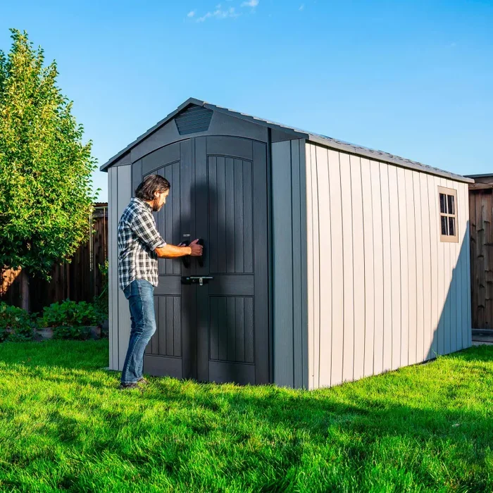 Casetta Box da Giardino per Attrezzi 204×354 cm in HDPE Venezia 3 Grigio - immagine 2