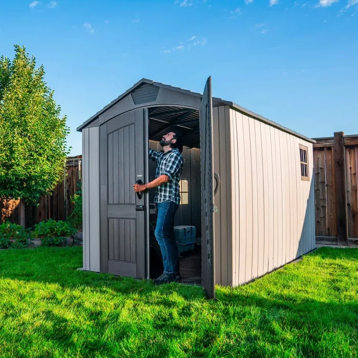 Casetta Box da Giardino per Attrezzi 204×354 cm in HDPE Venezia 3 Grigio - immagine 3