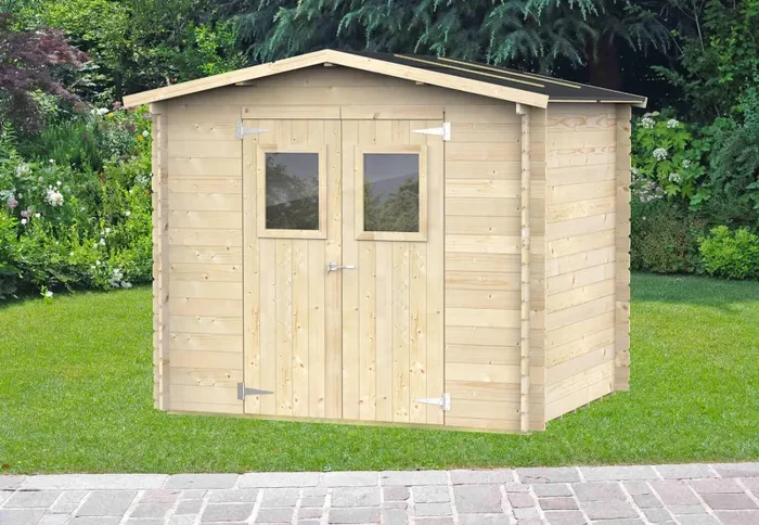 Casetta Box da Giardino per Attrezzi 248×198 cm con Porta Doppia Finestrata in Legno Naturale - immagine 2