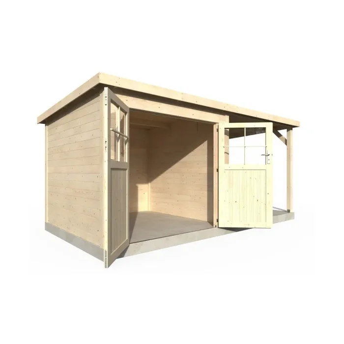 Casetta Box da Giardino per Attrezzi 4,76×2,56m Senza Pavimento con Tettoia in Legno Abete 19mm Paradis NG - immagine 3