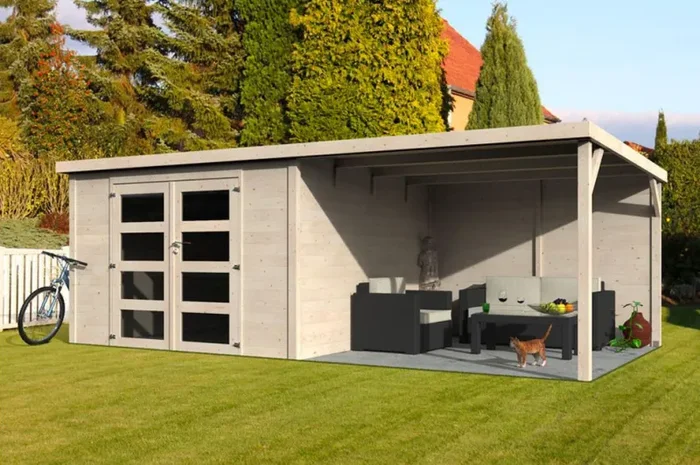 Casetta Box da Giardino per Attrezzi 5,79×3,08m Senza Pavimento con Tettoia in Legno Abete 28mm Delices - immagine 2