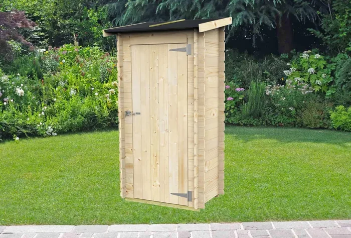 Casetta Box da Giardino per Attrezzi 94×64 cm con Porta Singola Cieca in Legno Naturale - immagine 2