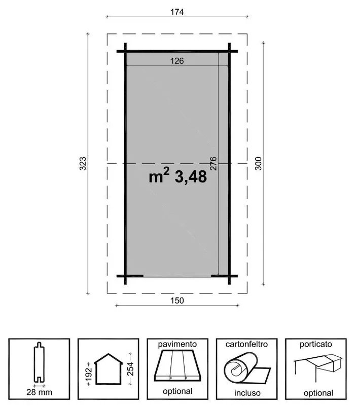 Casetta Box da Giardino Porta Utensili 150×300 cm in Legno Lucia Online - immagine 2