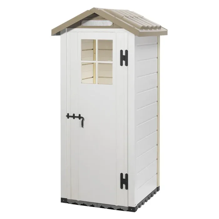 Casetta Box Ripostiglio Capanno in Pvc per Attrezzi 82,5X82,5X215Cm Tuscany New Evo 80 Beige