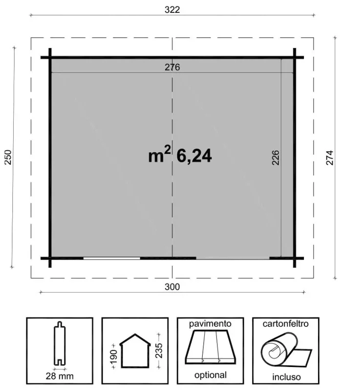 Casetta da Giardino 1 Porta 1 Finestra 300×250 cm in Legno Malaga In saldo - immagine 2