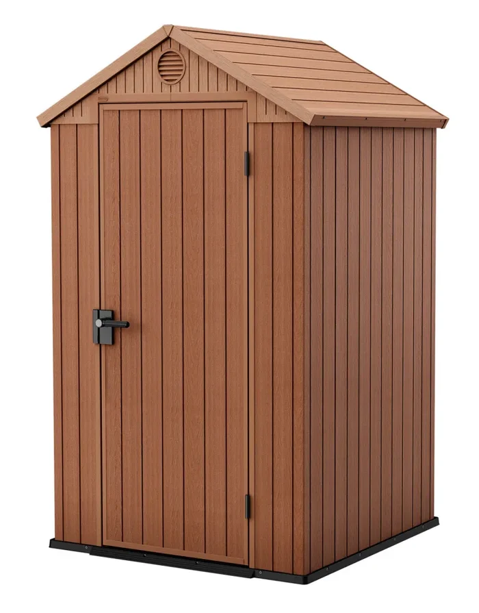 Casetta da Giardino Porta Attrezzi 125,8x117x205 cmin Evotech+ Keter Darwin 4×4 Marrone