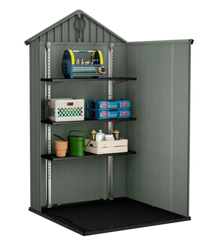 Casetta da Giardino Porta Attrezzi 125,8x117x205 cmin Evotech+ Keter Darwin 4×4 Verde - immagine 3