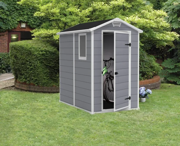 Casetta da Giardino Porta Attrezzi 130x192x198 cm in Resina Effetto Legno Keter Manor 4×6 Grigia In saldo - immagine 2