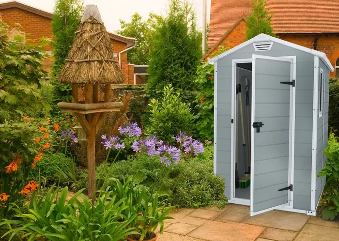 Casetta da Giardino Porta Attrezzi 130x192x198 cm in Resina Effetto Legno Keter Manor 4×6 Grigia In saldo - immagine 3