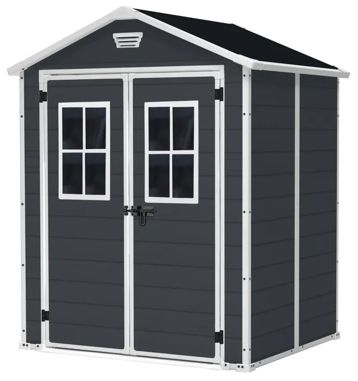 Casetta da Giardino Porta Attrezzi 185x152x226 cmin Resina Effetto Legno Keter Manor 6×5 Nero
