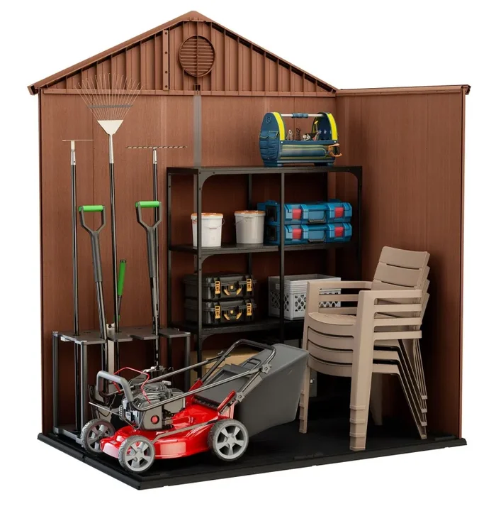 Casetta da Giardino Porta Attrezzi 190x122x221 cmin Evotech+ Keter Darwin 6×4 Marrone - immagine 3