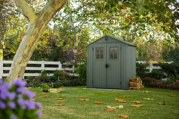 Casetta da Giardino Porta Attrezzi 190x122x221 cmin Evotech+ Keter Darwin 6×4 Verde - immagine 2