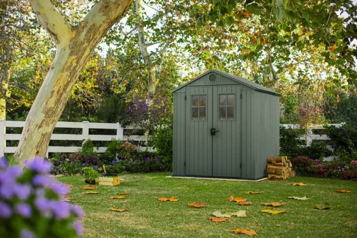 Casetta da Giardino Porta Attrezzi 190x183x221 cmin Evotech+ Keter Darwin 6×6 Verde - immagine 2