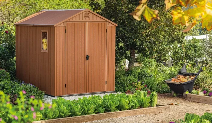Casetta da Giardino Porta Attrezzi 190x244x221 cm in Resina Keter Darwin Wood 6×8 Marrone - immagine 3