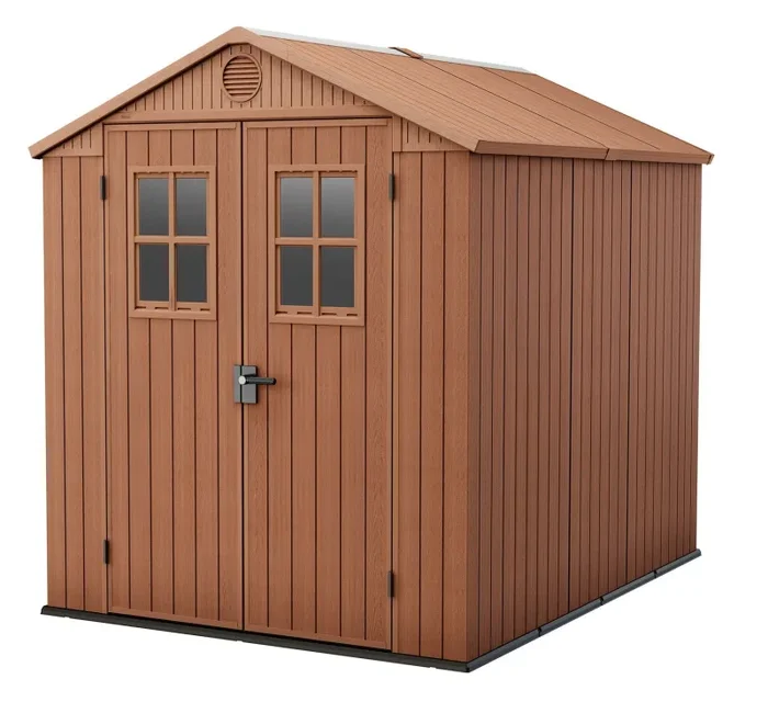 Casetta da Giardino Porta Attrezzi 190x244x221 cmin Evotech+ Keter Darwin 6×8 Marrone