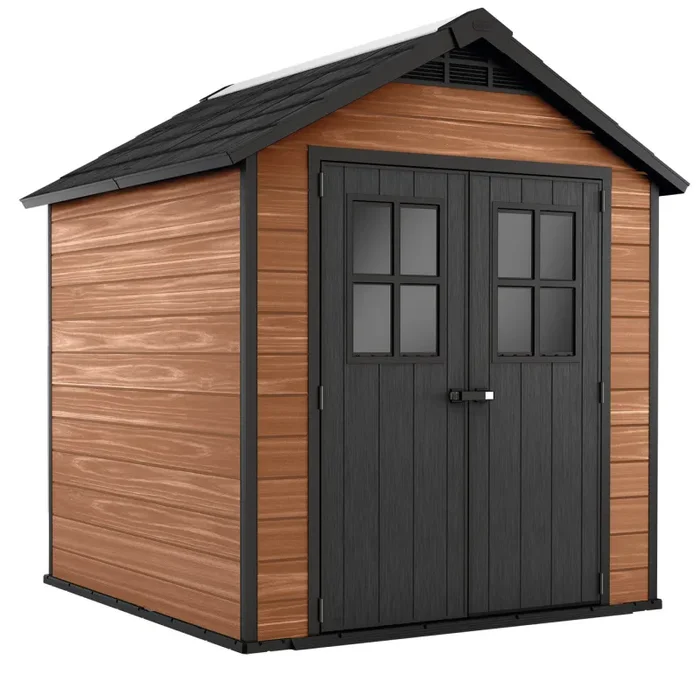 Casetta da Giardino Porta Attrezzi 228×223,5×252 cmin Evotech+ Keter Newton 757 Marrone