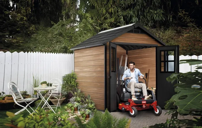 Casetta da Giardino Porta Attrezzi 228×223,5×252 cmin Evotech+ Keter Newton 757 Marrone - immagine 2