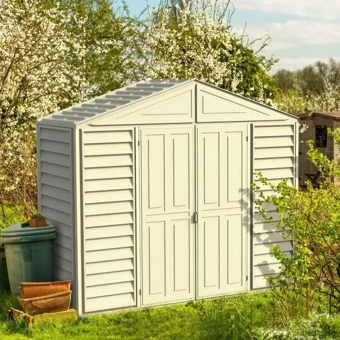 Casetta da Giardino Porta Attrezzi 320x81x233 cm in PVC Avorio - immagine 3