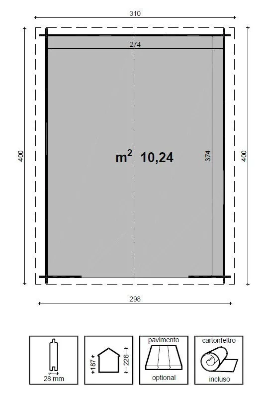 Casetta da Giardino Porta Doppia 300×400 cm in Legno Diana - immagine 2