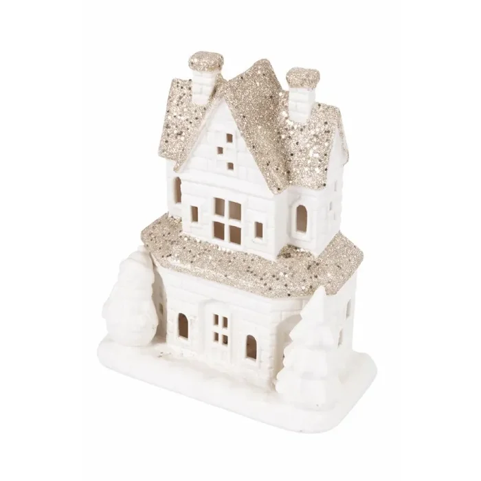 Casetta porta Candela Tealight 9,8x6x10 cm in Stoneware con Led Online - immagine 3