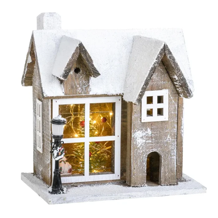 Casina con Luci H26 cm in Legno e Plastica