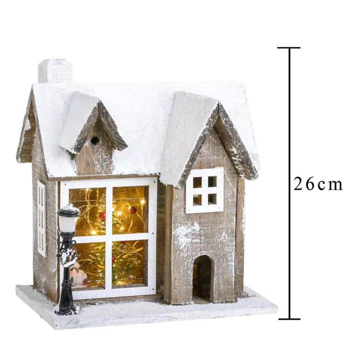 Casina con Luci H26 cm in Legno e Plastica - immagine 2