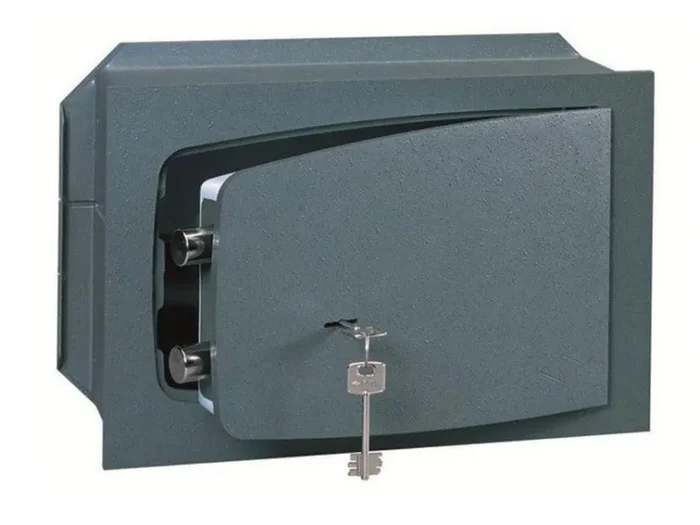 Cassaforte a Muro a Chiave 31x19x19,5 cm in Acciaio Grigia