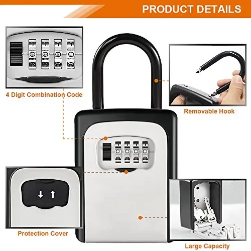 Cassaforte per Chiavi, XBoze Cassetta di Sicurezza Chiavi Argento Online - immagine 2