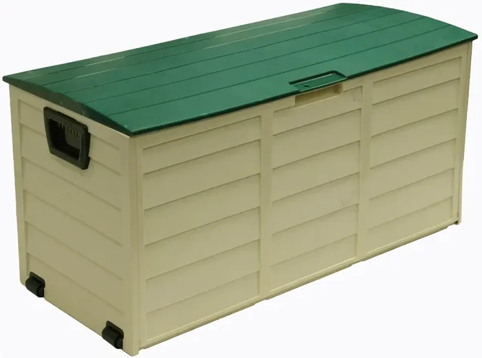 Cassapanca Baule da Esterno Rettangolare 114x51x56 cm in Resina Bauer Beige e Verde Sconti