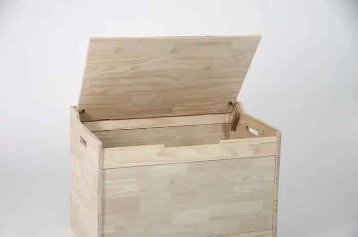 Cassapanca Baule Rettangolarein Legno Pino Grezzo 80x50x60 cm Fumer Sophie - immagine 2