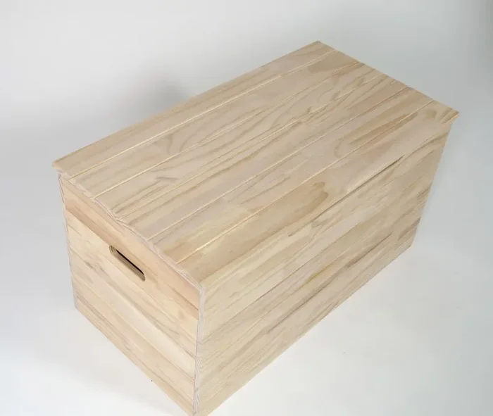 Cassapanca Baule Rettangolarein Legno Pino Grezzo 85x45x45 cm Fumer Super Jolly - immagine 3