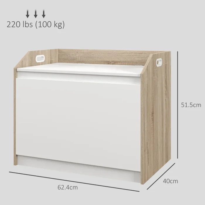 Cassapanca Moderna con Schienale e Vano Contenitore 62,4x40x51,5 cm in Legno Bianco - immagine 3
