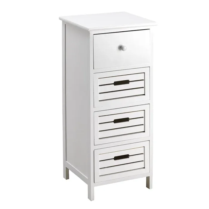 Cassetiera con 4 Cassetti in Legno Paulownia Bianco Fadi Online