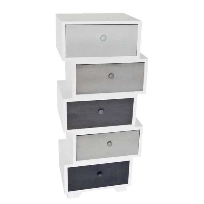 Cassetiera con 5 Cassetti Joint Divisibile in Legno Paulownia Bianco Fadi Online