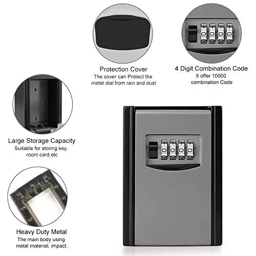 Cassetta Per Chiavi Con Password,Gogotool Scatola Chiave Di Sicurezza Argento Sconti - immagine 2