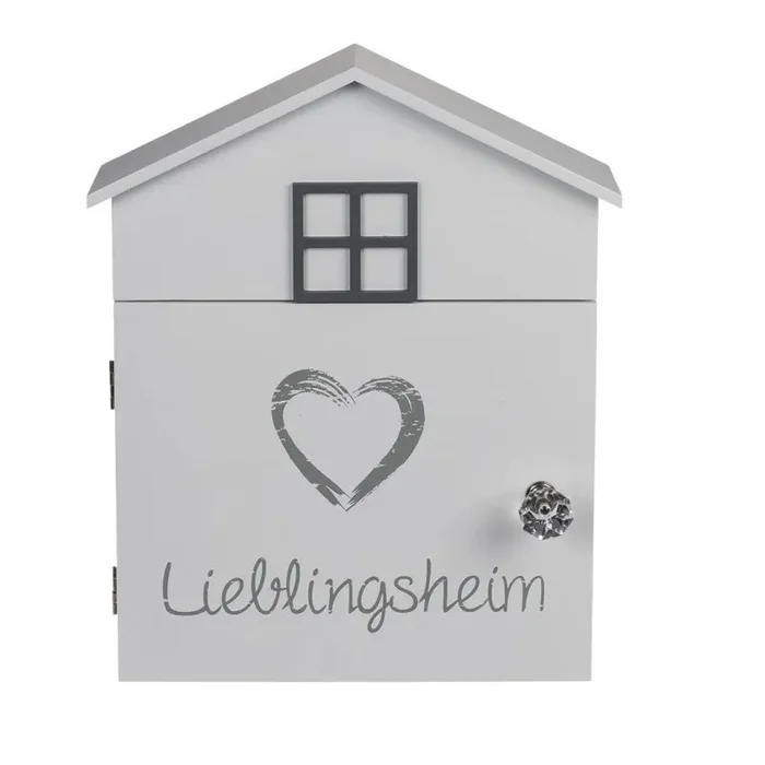 Cassetta Porta Chiavi 24x6x29,5 cm 6 Ganci in Legno Bianco