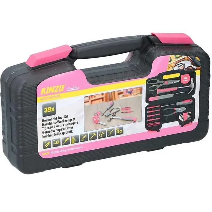 Cassetta Valigetta Attrezzi Porta Utensili da Lavoro Completa 39 pz Rosa Kinzo - immagine 3
